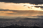 The city of Florence from the Path of Gods. Florence, metropolitan city of Florence, Tuscany, Italy, Europe.