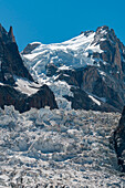 La (the) Jonction, Bossons-Gletscher, Monte Maudit im Hintergrund, Chamonix, Frankreich