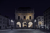 Loggia square in center of Brescia, with soft light during the night Brescia, Lombardy, Italy, north Italy, south Europe