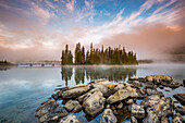 Pyramid Island in Pyramid Lake, Jasper National Park, Alberta, Canada