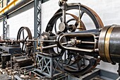 Dampfmaschine von Demange und Satre, das lebendige Museum der Energie, Rai, Orne, Normandie, Frankreich