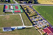 Sports installations (gymnasium, tennis courts, football), rugles, eure, normandy, france