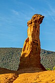 Fairy chimney, ochre quarries of the colorado provencal, regional nature park of the luberon, vaucluse, provence, france