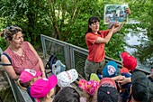 Monitor, nature and discovery of the flora and fauna around the river, pupils and teacher from the kindergarten of bourth, iton river valley, iton river valley, eure, normandy, france