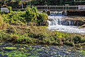 Dam for a hydro-electric plant on the sorgue, fontaine-de-vaucluse, france