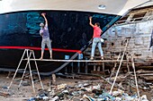 Shipyards and boat repair on the marina, hurghada, egypt, africa