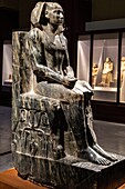 Statue of the pharaoh khephren, son of cheops, egyptian museum of cairo devoted to egyptian antiquity, cairo, egypt, africa