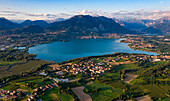Pusiano Lake in Brianza, Province of Lecco, Lombardy, Italy, Western Europe