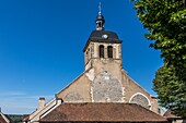 Clocktower, bell tower of the old saint-pierre,  church, village and eternal hill of vezelay, (89) yonne, bourgundy, france