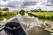 Boat ride, the escute in the audomarois marshes, saint omer, (62) pas-de-calais, france