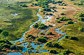 Aerial view of Okavango Delta, Botswana.