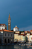 Buildings on the harbour of Piran, Slovenia.