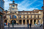 Artistic Historic building town hall in the Center of Oviedo City, Asturias, Spain.
