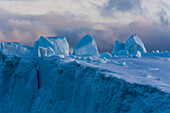 Detail of an iceberg in Ilulissat icefjord, an UNESCO World Heritage Site. Ilulissat, Greenland.