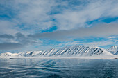 Monaco Glacier off the shores of the Arctic Ocean. Monaco Glacier, Spitsbergen Island, Svalbard, Norway.