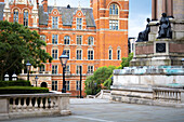 Typical South Kensington orange buildings. London, United Kingdom