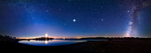 Planetary conjunction over lake