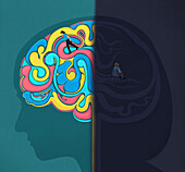 Divided mind, conceptual illustration