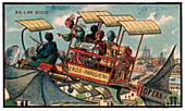 Flying bus in Paris, illustration