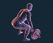 Man lifting a barbell, illustration