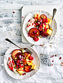 Roasted plums with rosewater