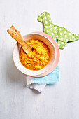 Carrot and salmon puree for babies