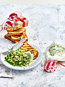 Cucumber tabbouleh with coriander labne