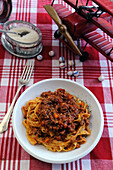 Homemade tagliatelle with ragout