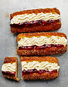 Jam and cream doughnut fingers