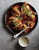 Fall-apart cabbage with rose harissa