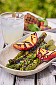 Grilled asparagus with peaches