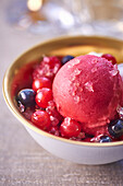 Cassis sorbet with red berries