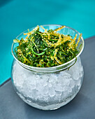 Seaweed salad on crushed ice