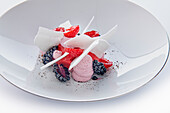 Berry dessert with mousse and meringue