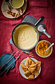Cheese fondue with bread