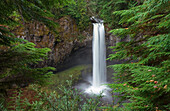 Big Creek Falls im Wassereinzugsgebiet des Lewis River, Gifford Pinchot National Forest, Cascade Mountains, Washington.
