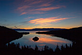 Lake Tahoe & Emerald Bay at sunrise; Emerald Bay State Park, Sierra Nevada Mountains, California.