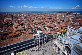 View of Piazza San Marco and the Basilica of San Marco (St. Mark's Basilica) from the Campanile di San Marco (St. Mark's bell tower), Venice, Italy