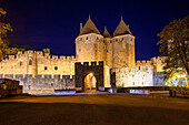 Festungsstadt Carcassonne, mittelalterliche Stadt, die von der UNESCO zum Weltkulturerbe erklärt wurde, Harboure d'Aude, Languedoc-Roussillon Midi Pyrenees Aude Frankreich