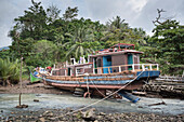 Repairing old fishing boats, Pulau Weh Island, Aceh Province, Sumatra, Indonesia