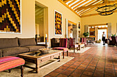 Lobby der Inkaterra Hacienda Urubamba, Heiliges Tal, Peru.