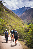 Inca Trail, hikers on day 1 of the trek, Cusco Region, Peru