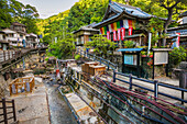 Kumano Kodo pilgrimage route. Yuzutsu. Public cooking onsen where boil vegetables and eggs. Yunomine. Hot spring village. Hommiyacho.Tanabe. Wakayama.UNESCO.Japan