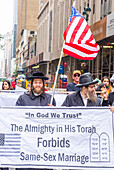 Orthodox Jews protest again the Gay Pride Parade in New York. The parade is held two days after the U.S. Supreme Court's decision allowing gay marriage.