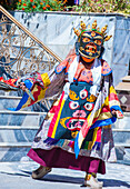 Buddhist monk performing Cham dance during the Ladakh Festival in Leh India
