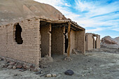 Abandoned adobe buiildings used to house miners from the nearby silver mines near Calingasta, Argentina in the 1800s.