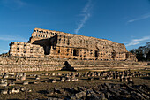 The Palace of the Masks or Codz Poop, meaning "the rolled mats", in the pre-Hispanic Mayan ruins of Kabah - part of the Pre-Hispanic Town of Uxmal UNESCO World Heritage Center in Yucatan, Mexico.