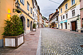 Ljubljana Old Town. Cobbled street at Gornji Trg (square), Ljubljana, Slovenia, Europe