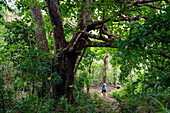 Walking inside Monukiri island Mamanucas island group Fiji