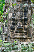Stone face at the bayon temple in Angkor Thom, Siem Reap